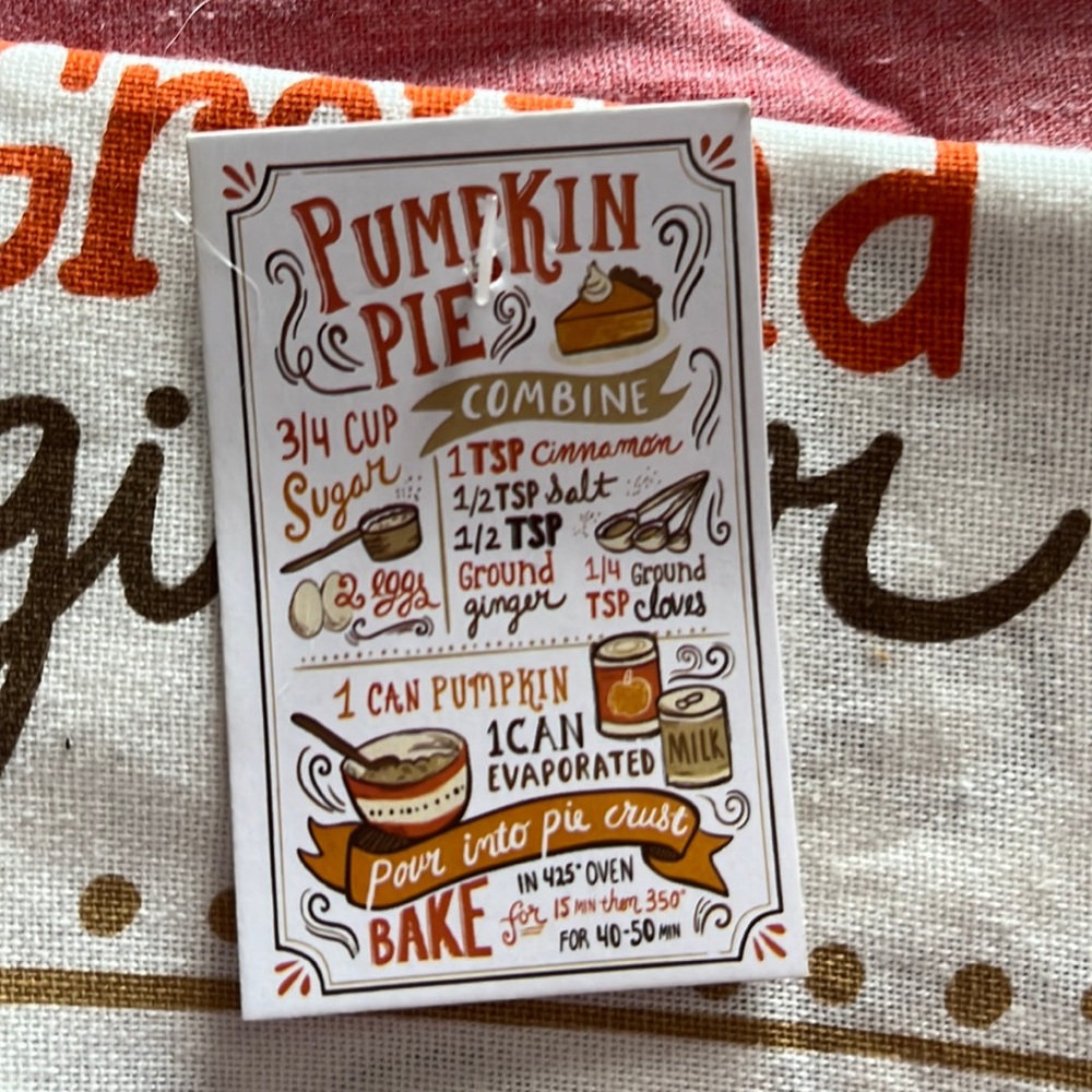 Pumpkin Pie Recipe Dish Towel